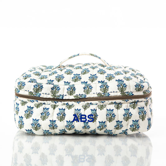 Personalized Block Print Train Case for Pretty Keepsakes, Aqua personalized front