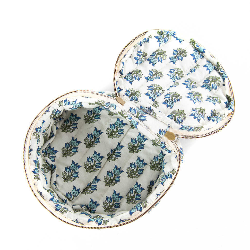 Personalized Block Print Circle Case for Pretty Keepsakes, Aqua alternate view 2