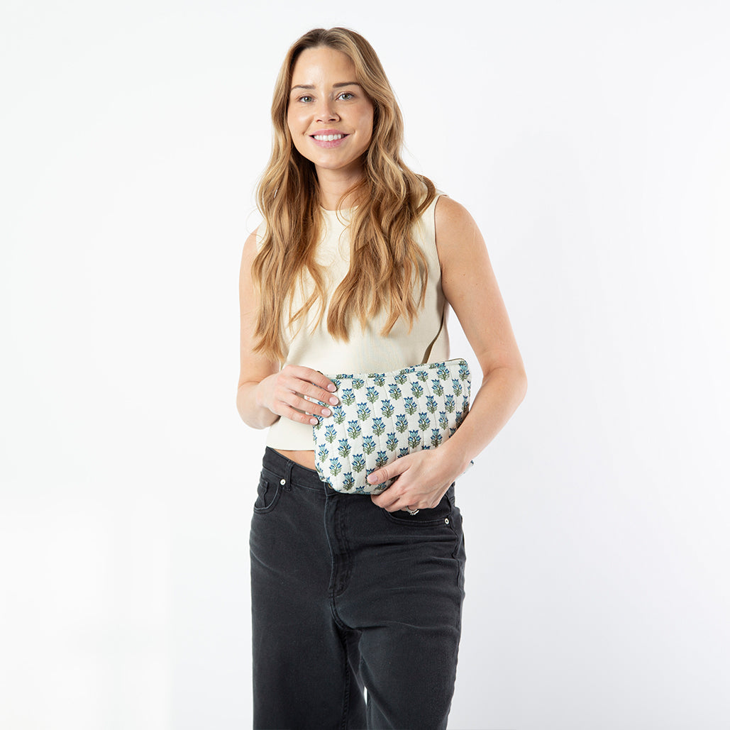 Personalized Block Print Clutch Bag for Date Night, Aqua alternate view 4