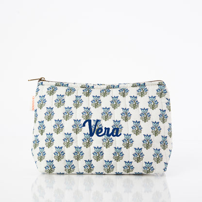 Personalized Block Print Clutch Bag for Date Night, Aqua personalized front