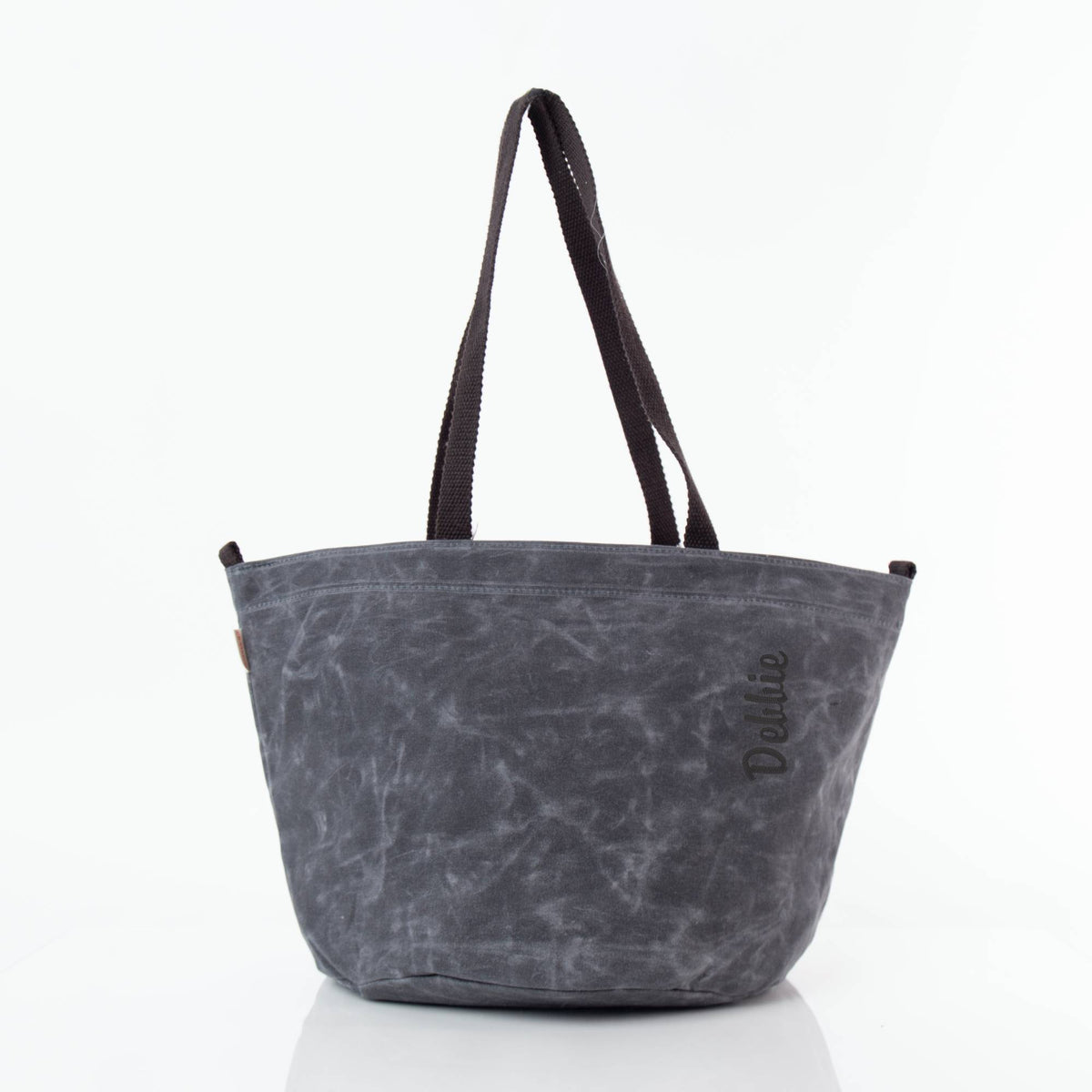 Personalized Waxed Industrial Tote for Everyday Carry, Slate personalized front