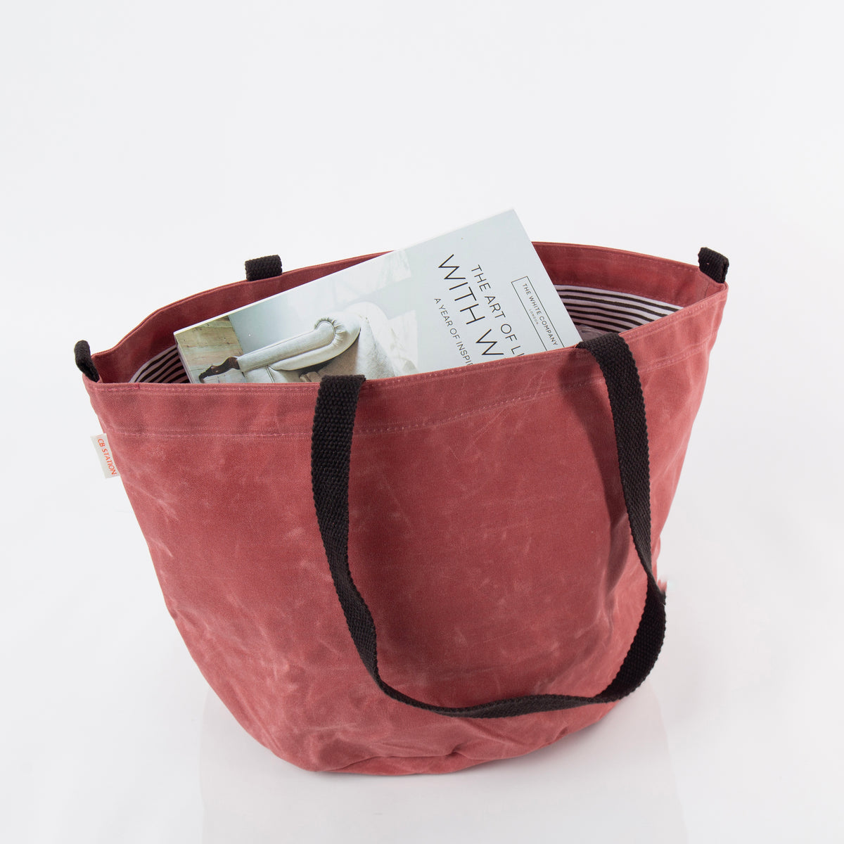 Personalized Waxed Industrial Tote for Everyday Carry, Nautical Red alternate view 2