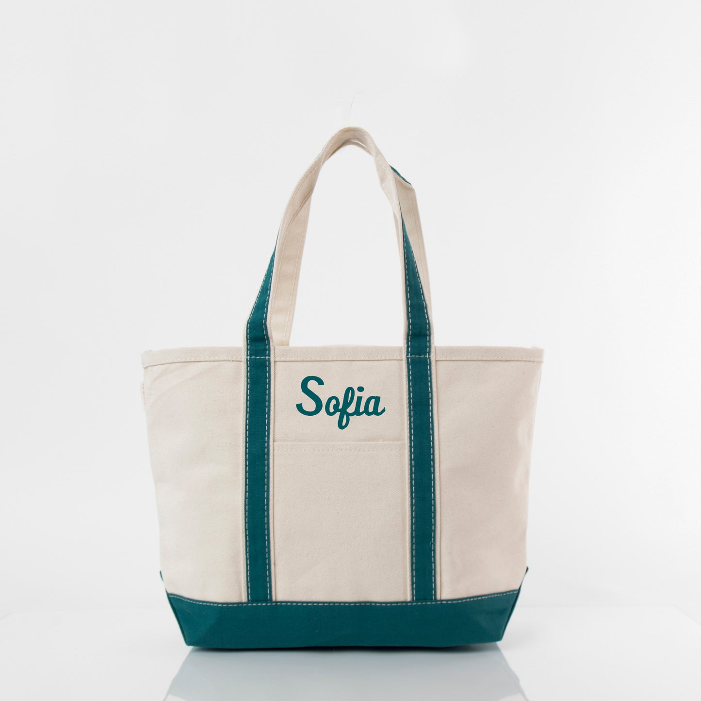 Personalized Medium Classic Tote for Everyday Carry, Teal personalized front