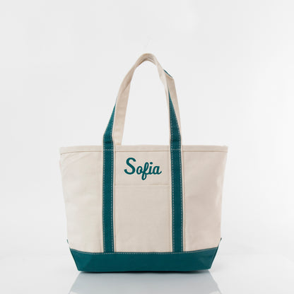 Personalized Medium Classic Tote for Everyday Carry, Teal personalized front