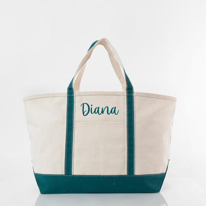 Personalized Large Classic Tote for Everyday Carry, Teal personalized front