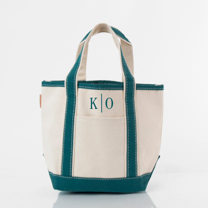 Personalized Handy Open Top Tote for Everyday Carry, Teal personalized front