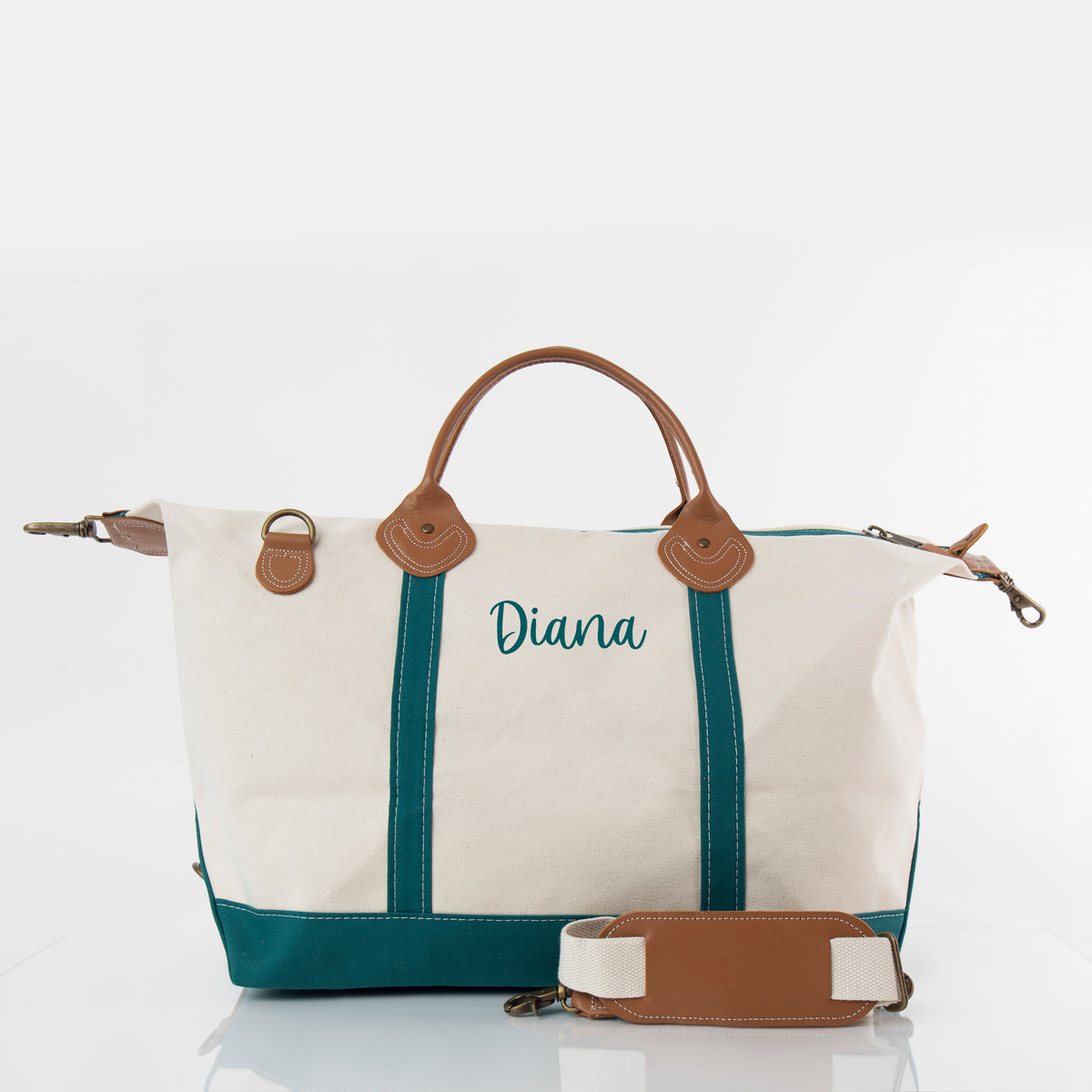 Personalized Classic Weekender Bag for Short Getaways, Teal personalized front