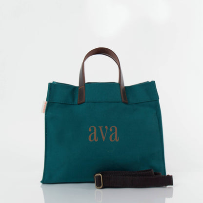 Personalized Mini Advantage Tote Bag for Everyday Carry, Teal personalized front