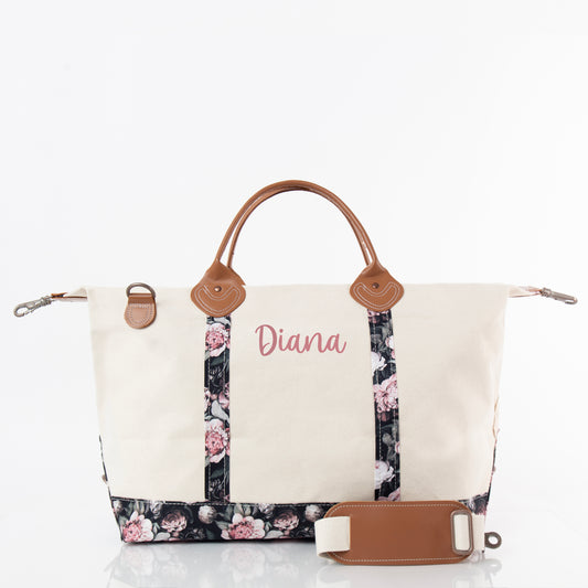 Personalized Vintage Rose Weekender Bag for Short Getaways, Vintage Rose personalized front