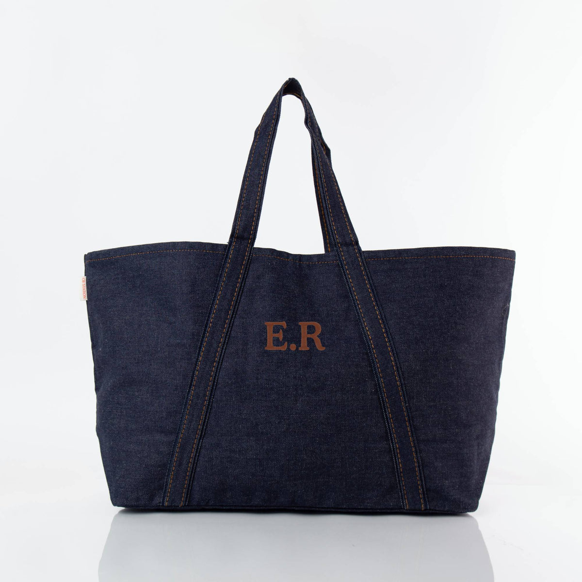 Personalized Heritage Denim Tote for Everyday Carry, Dark Denim personalized front