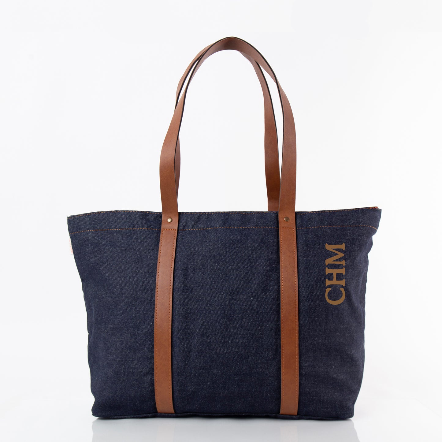 Personalized Heritage Denim Weekender Bag for Short Getaways, Dark Denim personalized front