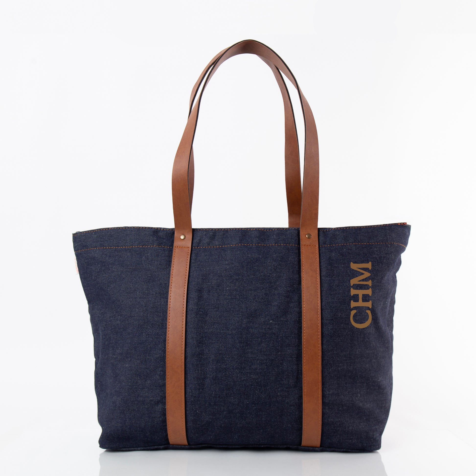 Personalized Heritage Denim Weekender Bag for Short Getaways, Dark Denim personalized front