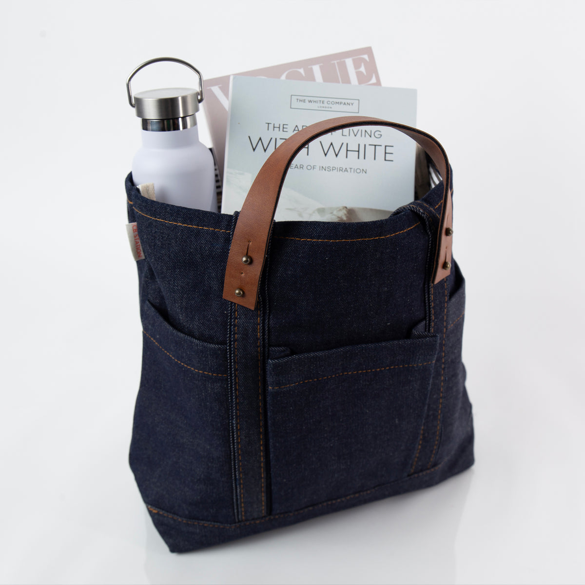 Personalized Heritage Denim Crafted Tote for Everyday Carry, Dark Denim alternate view 2