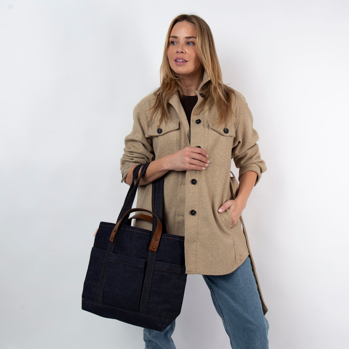 Personalized Heritage Denim Crafted Tote for Everyday Carry, Dark Denim alternate view 4