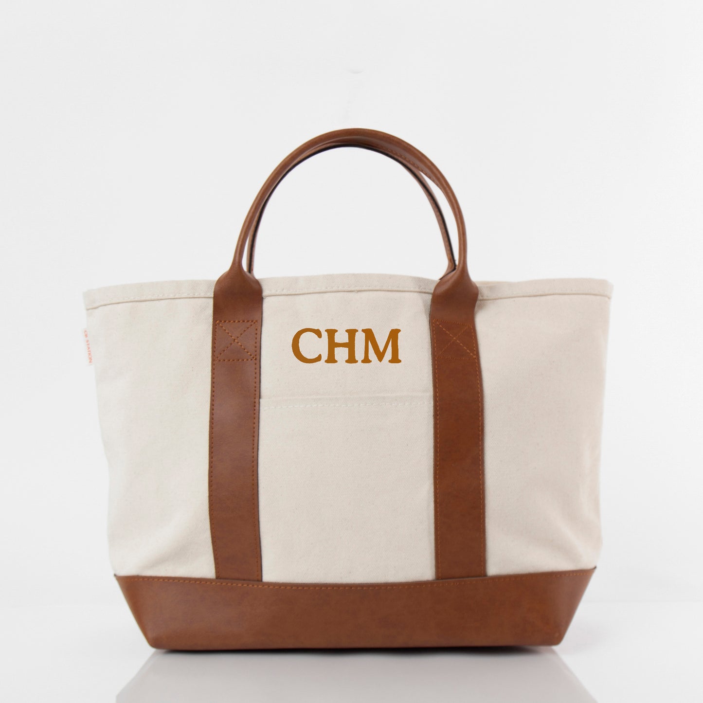 Personalized The Kind Leather Tote for Everyday Carry, Natural personalized front