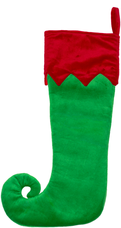 Oversized plush Christmas stocking in green