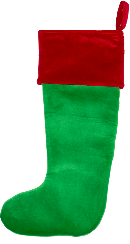 Oversized plush Christmas stocking in green