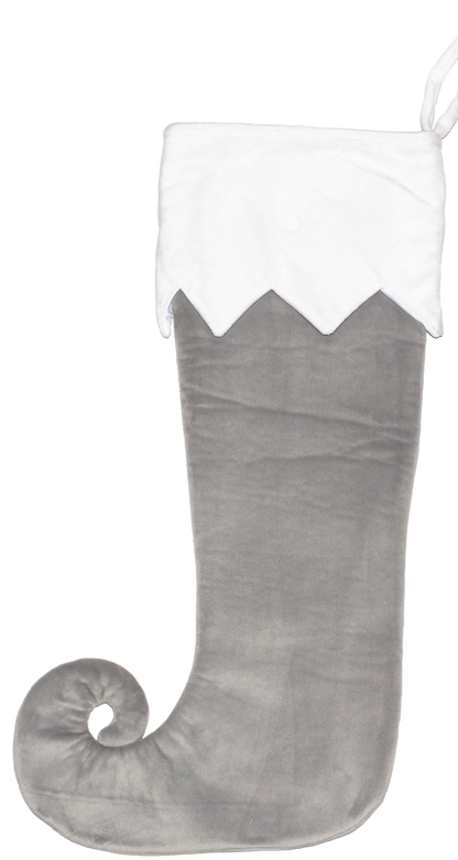 Oversized plush Christmas stocking in grey