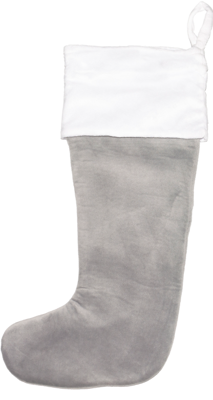 Oversized plush Christmas stocking in grey