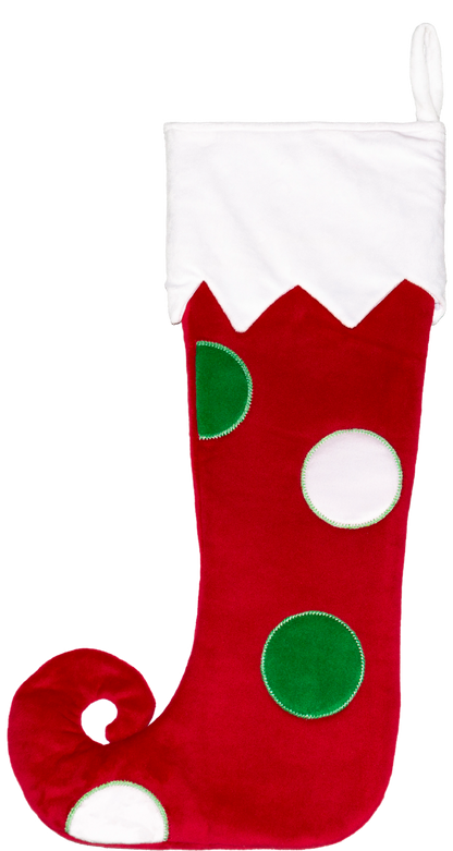 Oversized plush Christmas stocking in spot