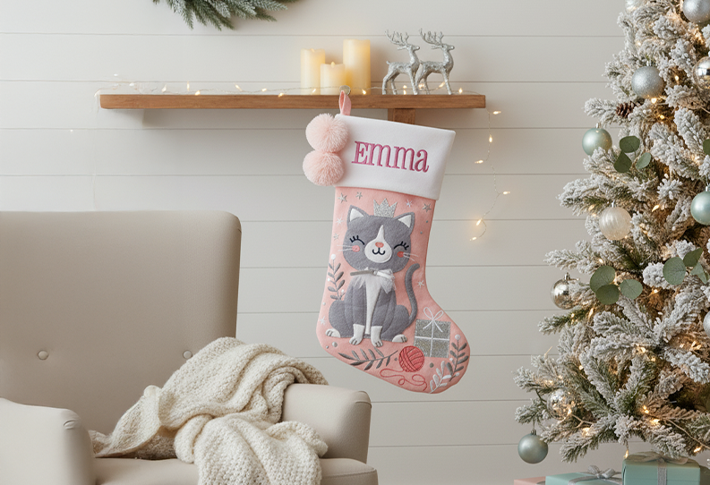 Personalized Cat stocking by Stephen Joseph