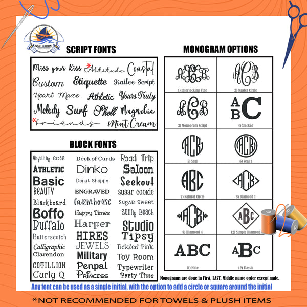 Embroidery Font Preview & Selection Personalization Add-on.