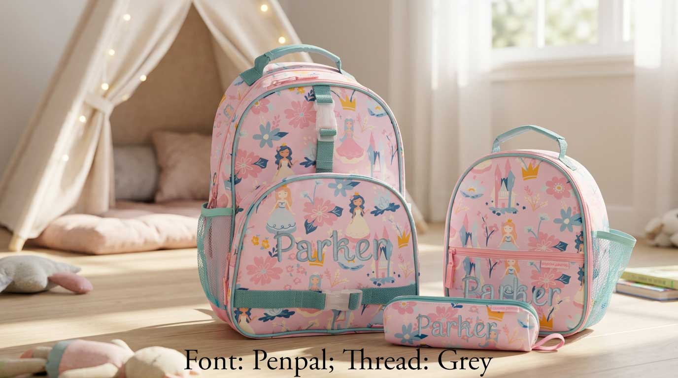 Personalized Stephen Joseph Princess Backpack, Lunchbox & Pencil Pouch Set