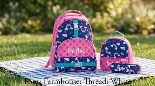 Personalized Stephen Joseph Rainbow Backpack, Lunchbox & Pencil Pouch Set
