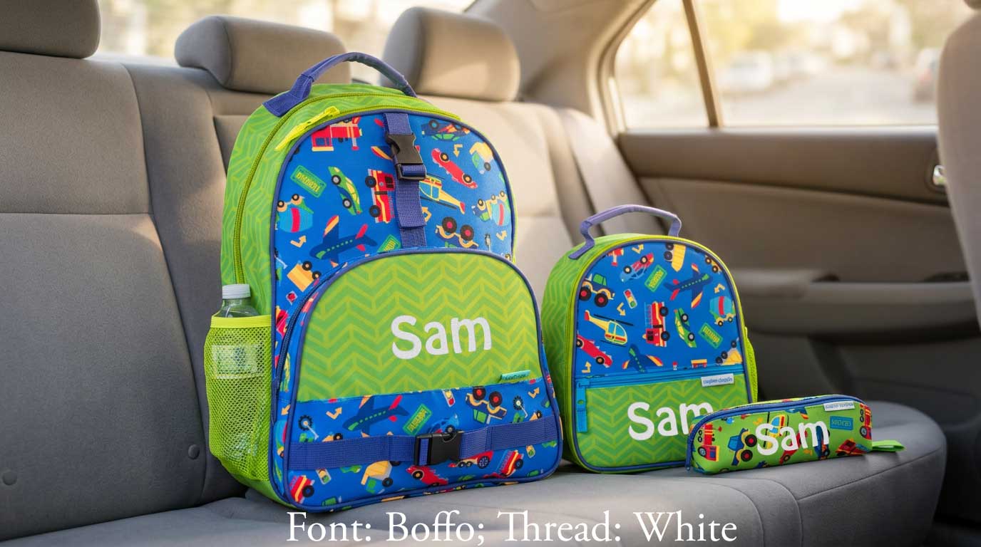 Personalized Stephen Joseph Transportation Backpack, Lunchbox & Pencil Pouch Set