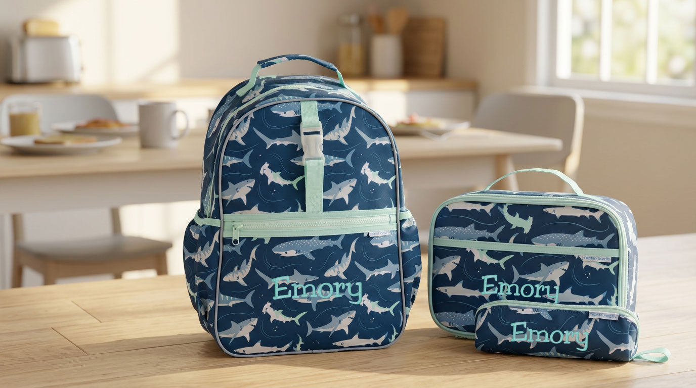 Personalized Stephen Joseph Sharks Backpack, Lunchbox & Pencil Pouch Set