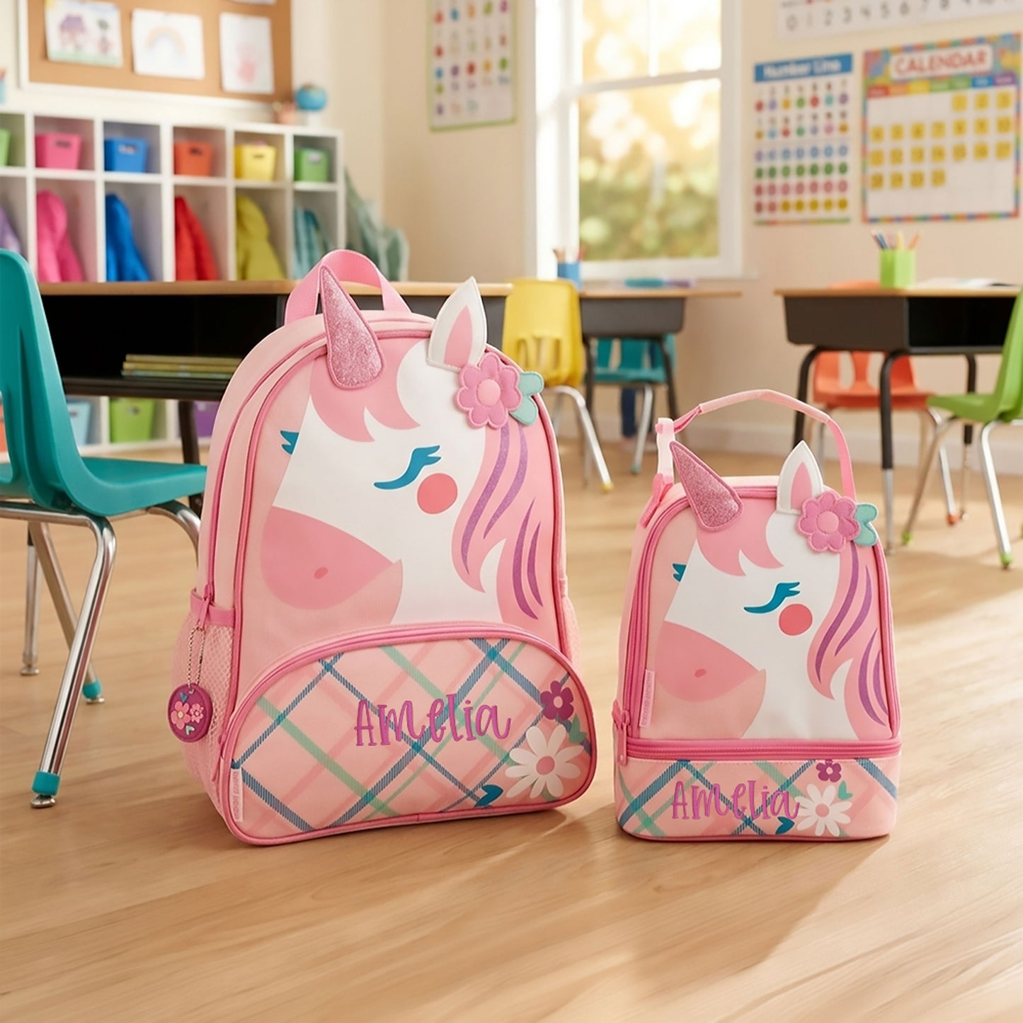 Personalized Pink Unicorn Backpack Set, Stephen Joseph | NautiTown