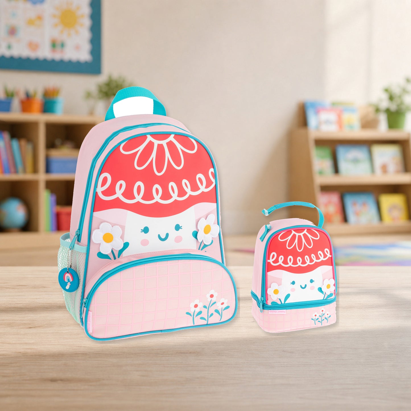 Personalized Stephen Joseph Mushroom Backpack & Lunchbox Set