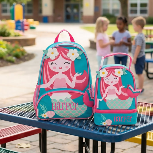 Personalized Flower Mermaid Backpack Set, Stephen Joseph | NautiTown