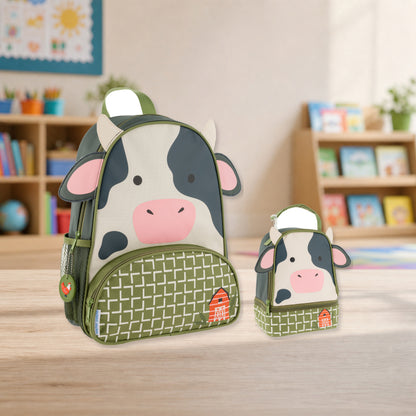 Stephen Joseph Sidekick Backpack, Cow matching SJ102032A backpack and lunchbox kit lifestyle image