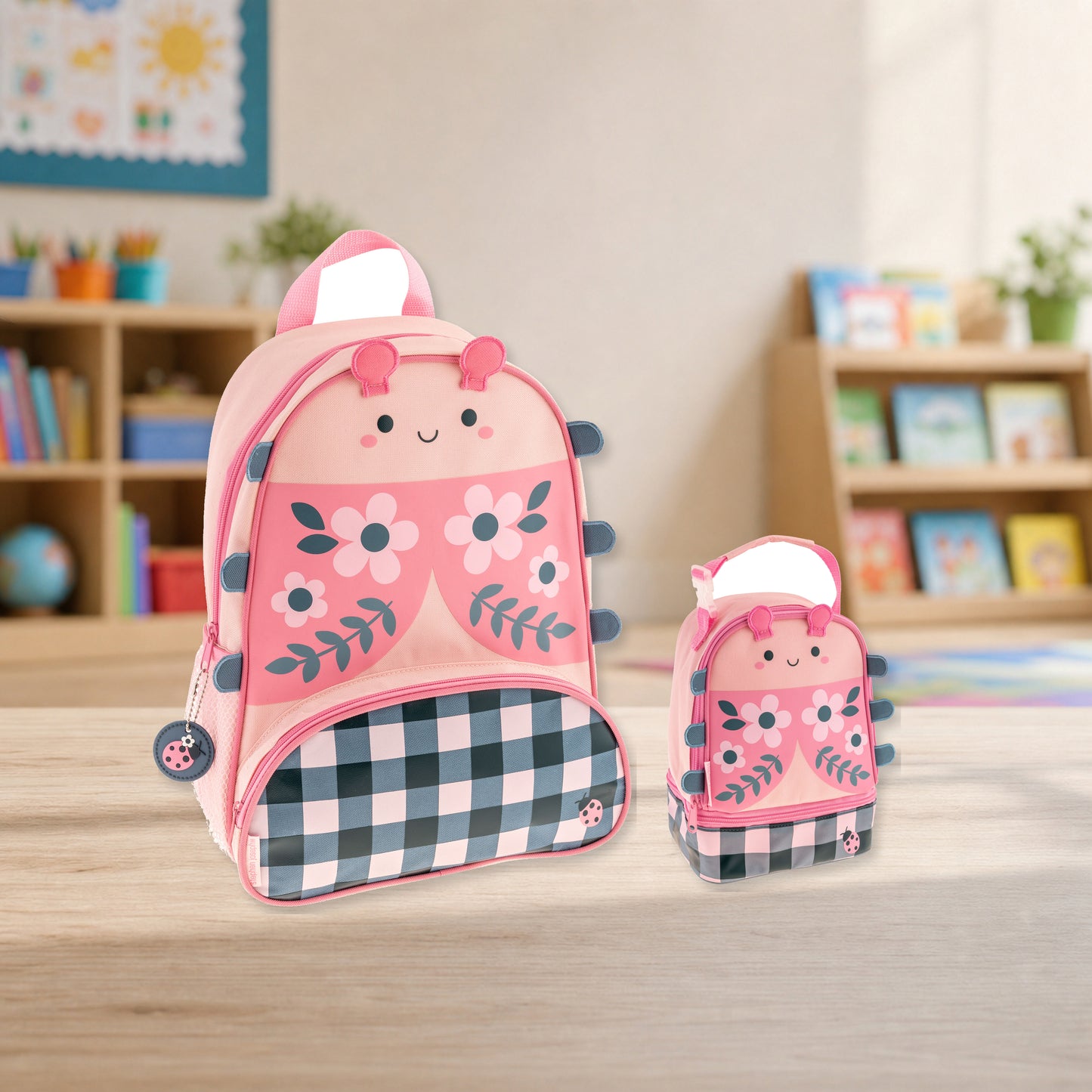 Stephen Joseph Character Lunch Pal Lunch Box, Ladybug matching SJ102060B backpack and lunchbox kit lifestyle image