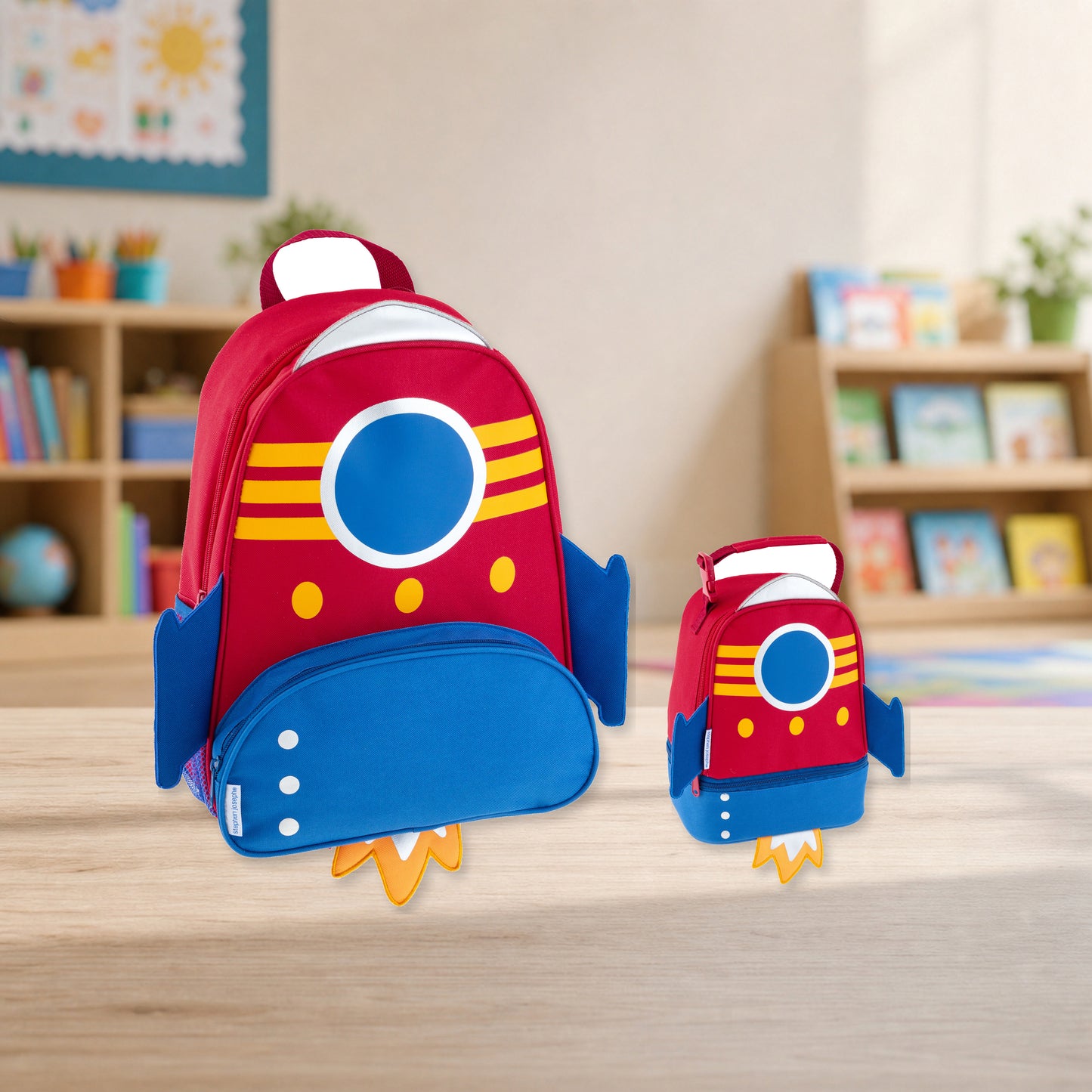 Stephen Joseph Character Lunch Pal Lunch Box, Space matching SJ102098 backpack and lunchbox kit lifestyle image