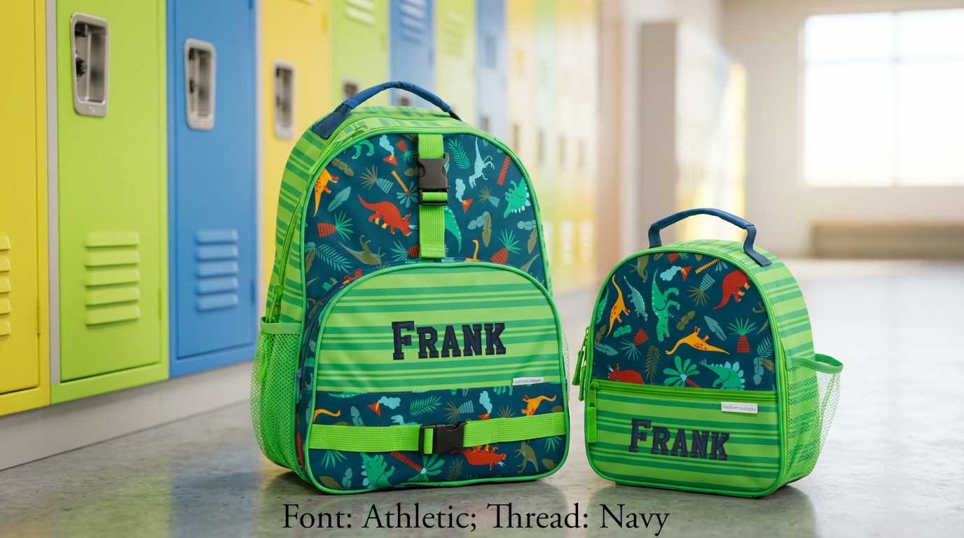 Personalized Stephen Joseph Green Dinosaur Backpack, Lunchbox & Pencil Pouch Set