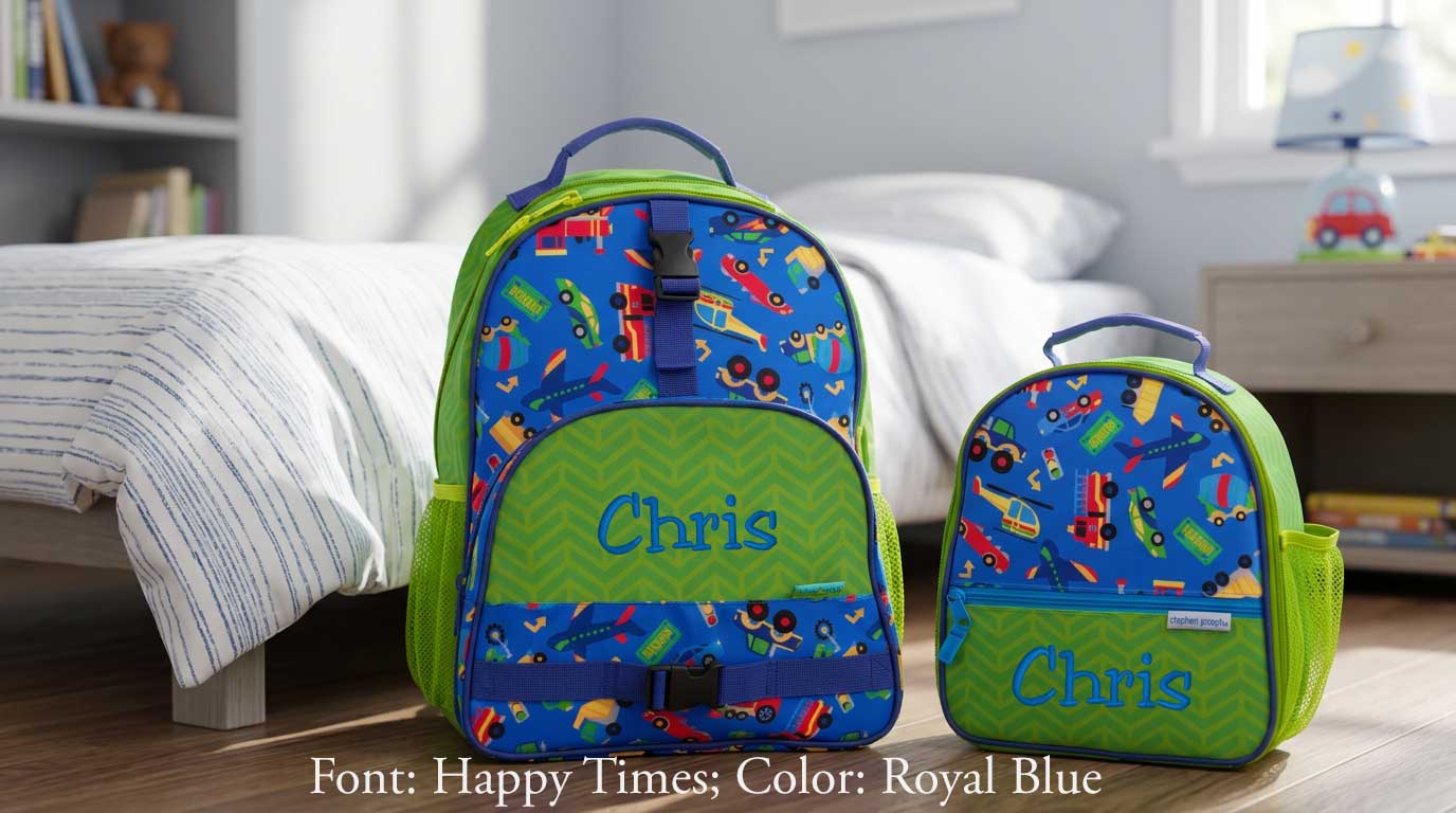 Personalized Stephen Joseph Transportation Backpack & Lunchbox Set