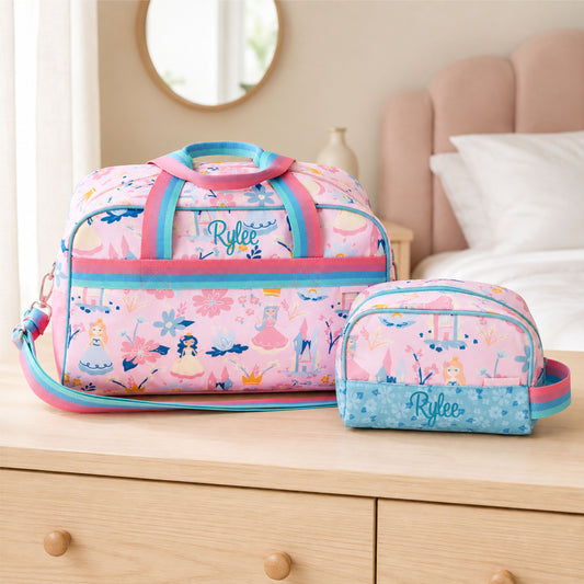 Personalized Stephen Joseph Princess Duffle Bag & Toiletry Bag Set