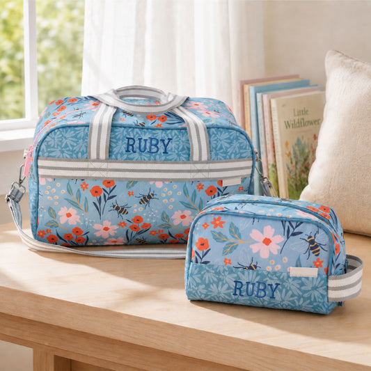 Personalized Stephen Joseph Bee Duffle Bag & Toiletry Bag Set