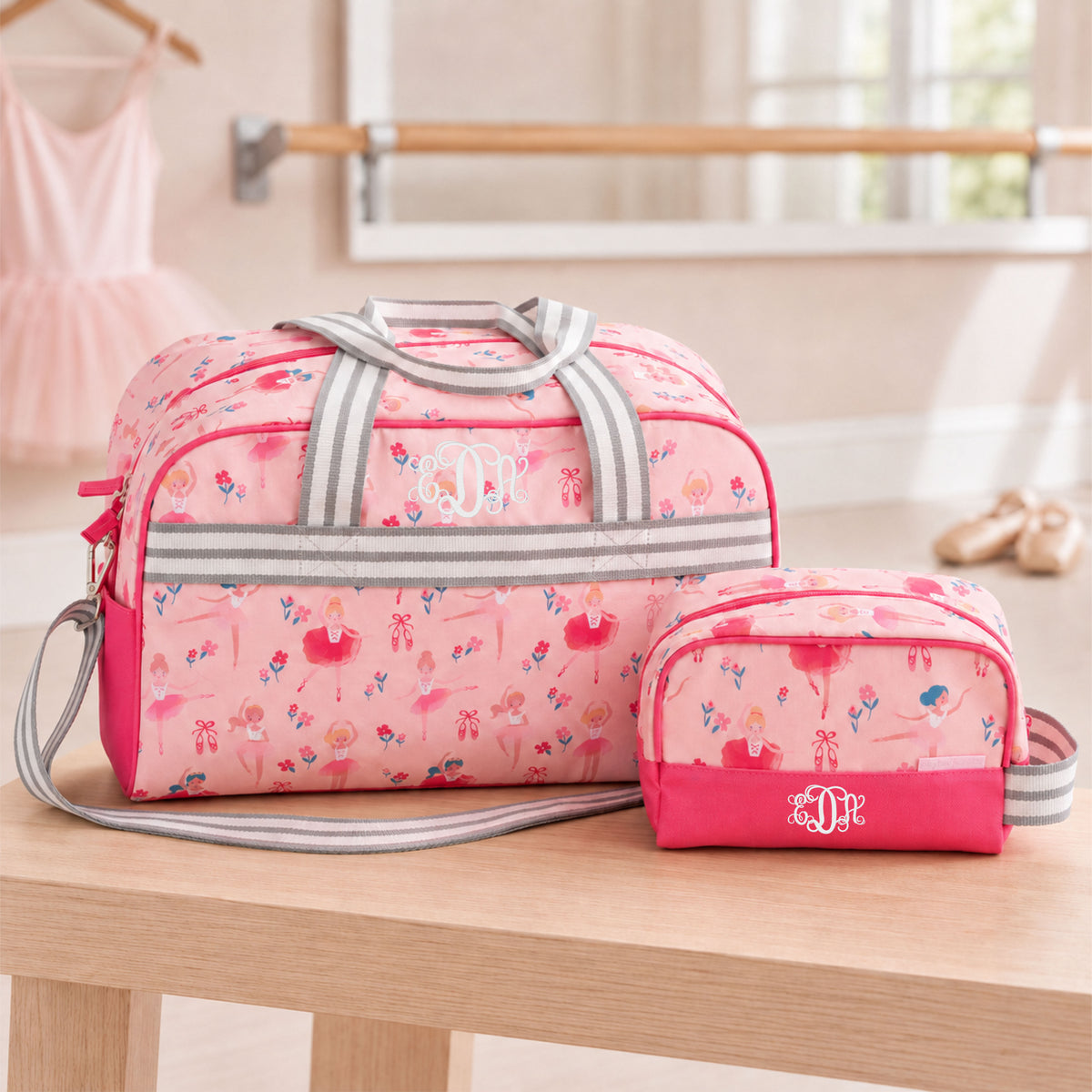 Personalized Stephen Joseph Ballet Duffle Bag & Toiletry Bag Set