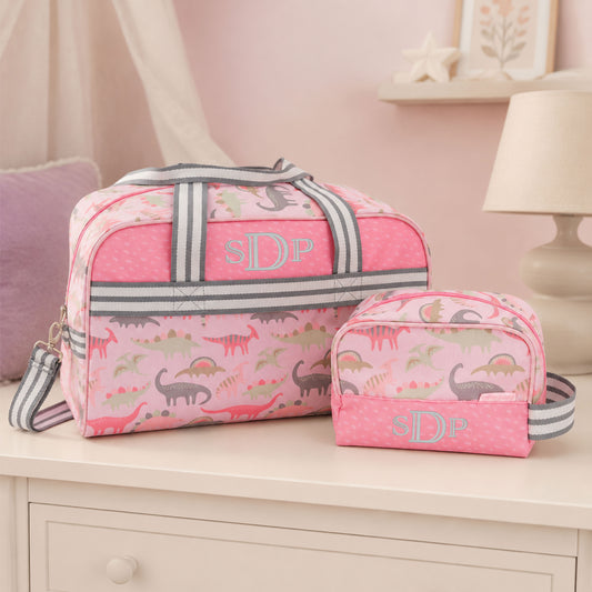 Personalized Stephen Joseph Dino Duffle Bag & Toiletry Bag Set