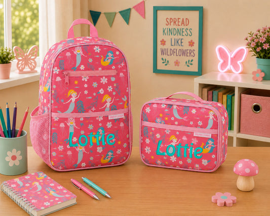 Personalized Stephen Joseph Mermaid Backpack & Lunchbox Set