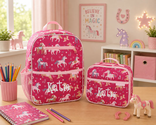 Personalized Stephen Joseph Horse Backpack & Lunchbox Set
