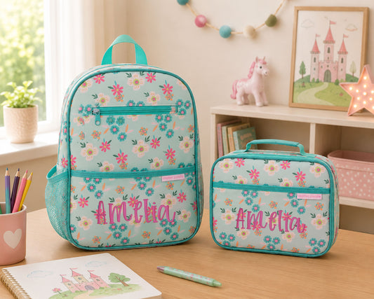 Personalized Stephen Joseph Flower Backpack & Lunchbox Set