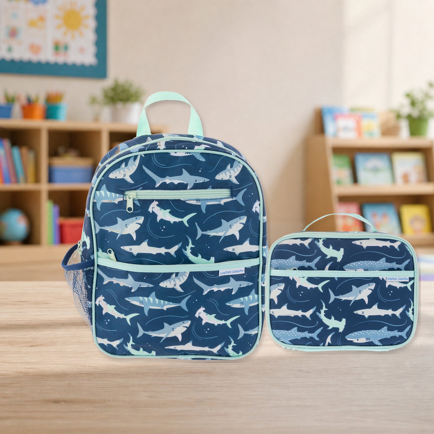 Personalized Shark Junior Backpack Set, Stephen Joseph | NautiTown