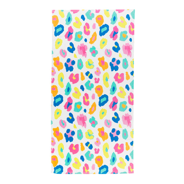 Cotton Velour Beach Towel in Fun Leopard Print