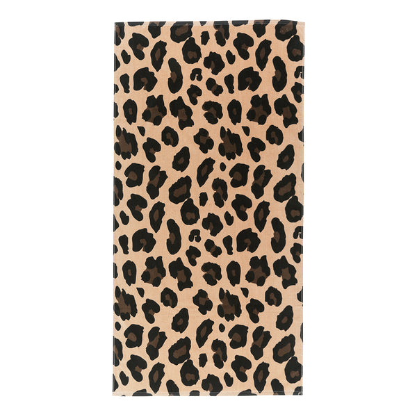 Cotton Velour Beach Towel in Leopard Print