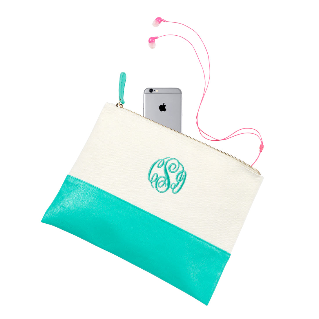 Canvas & Vegan Leather Zipper Pouches