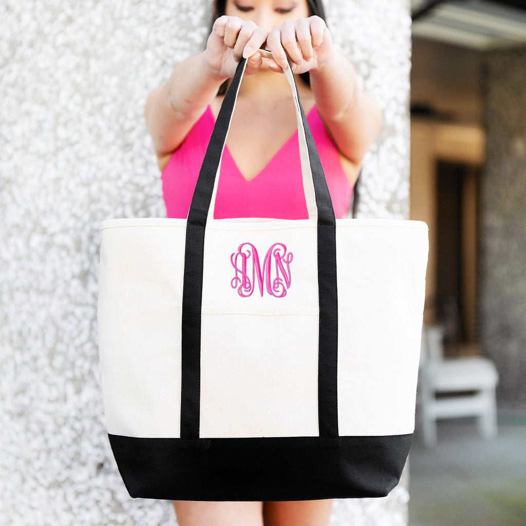Everyday Canvas Tote Bag in Black, Mint, Hot Pink and Navy